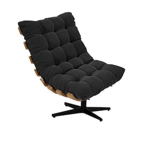 Poltrona Giratória Costela Suede Preto