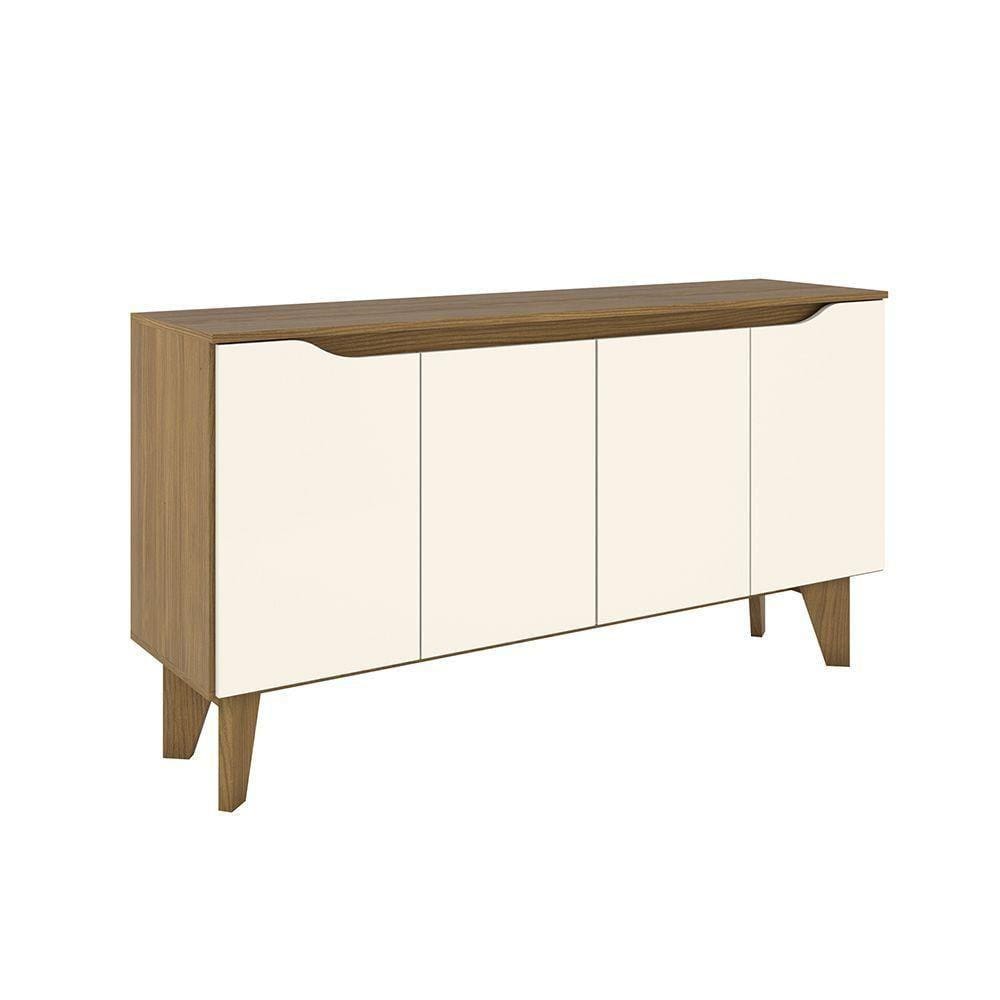 Buffet Téia 04 Portas Nature E Off White 150 Cm - D`rossi