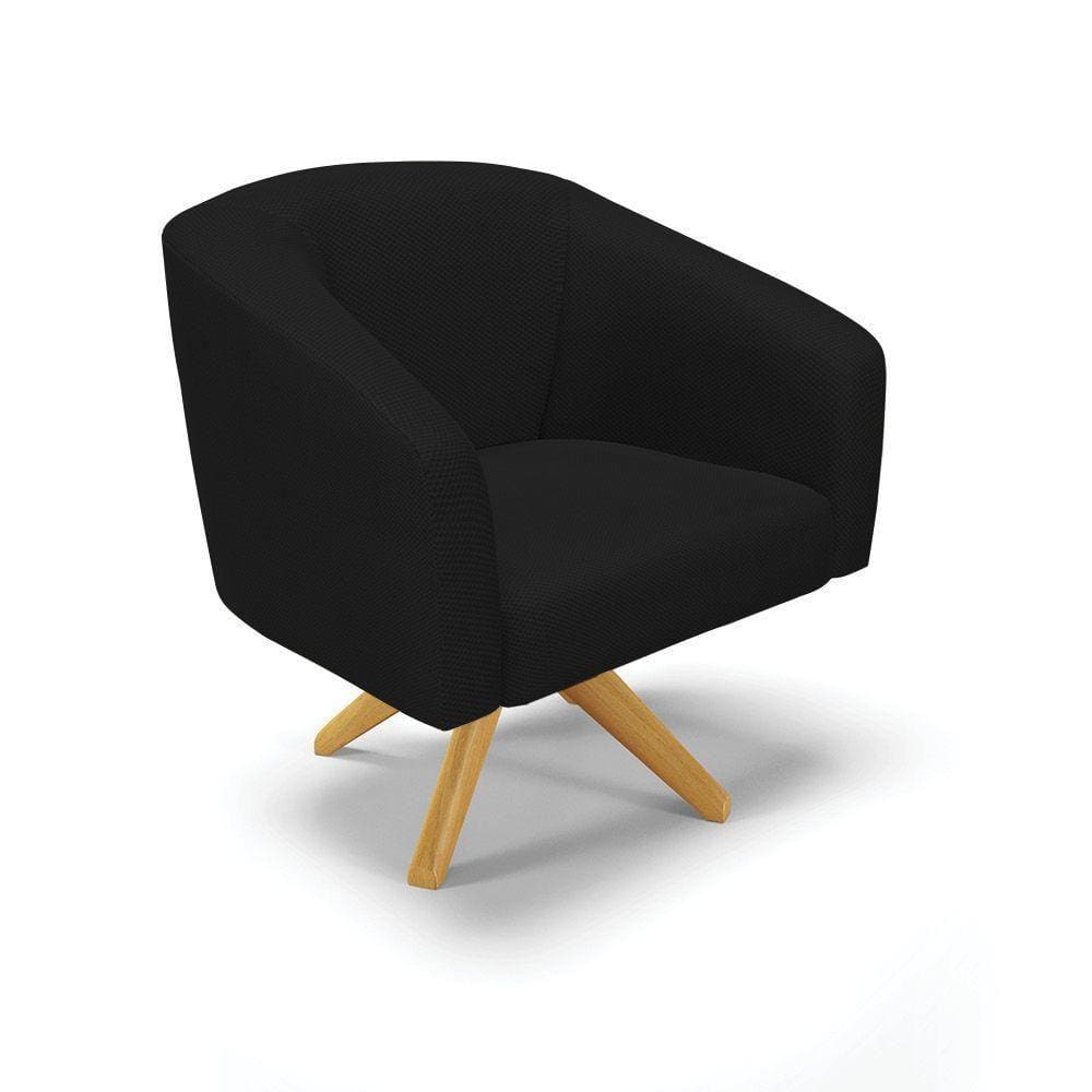 Poltrona Giratória Stella Veludo Preto A81