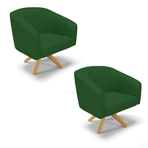 Kit 02 Poltronas Giratória Stella Veludo Verde A136