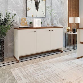 Aparador Buffet 3 Portas Sala De Jantar Off White/naturale
