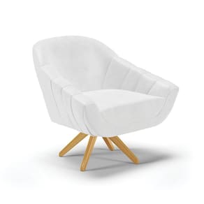 Poltrona Giratória Corano Base Madeira Ma30 Branco