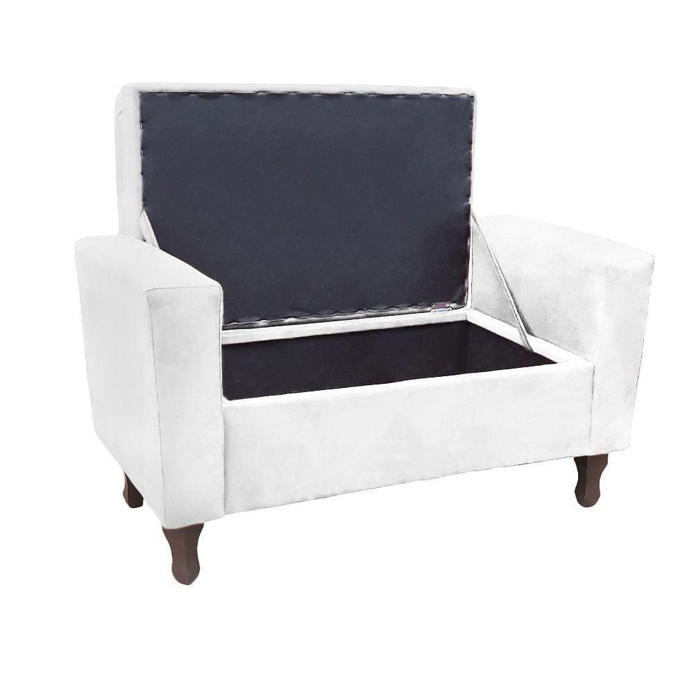 Recamier Baú Félix 120Cm Suede Branco