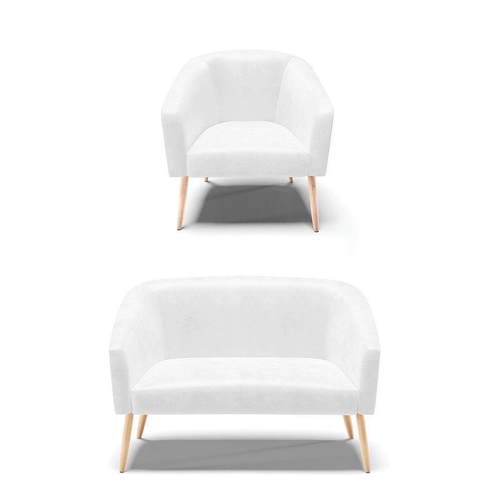 Kit 01 Namoradeira 02Lug E 01 Poltrona Stella Natural Branco