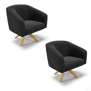 Kit 02 Poltronas Giratória Stella Suede Preto