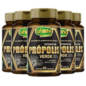 Kit 5 Própolis Verde + Vit C Zinco E Selênio Unilife 60caps