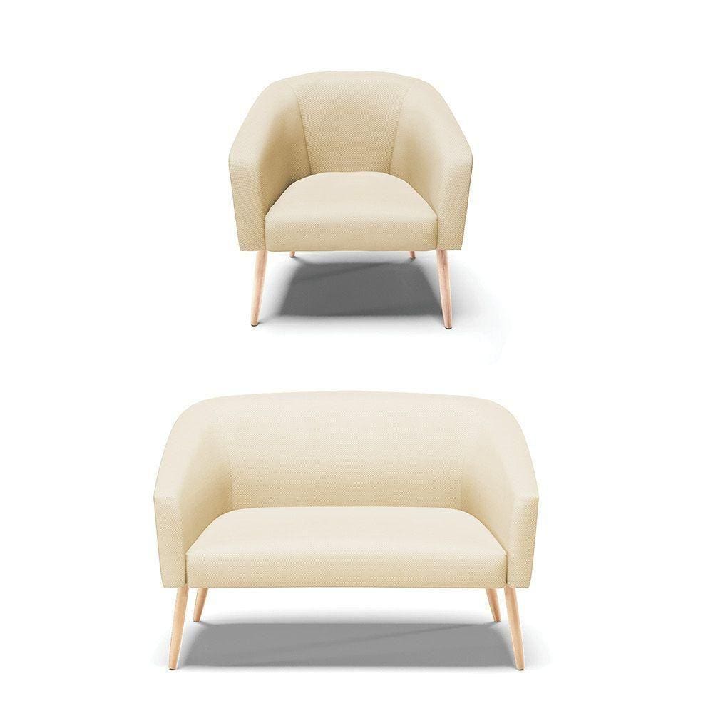 Kit 01 Namoradeira 02 Lugares E 01 Poltrona A129 Off White