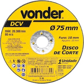 Disco De Corte 75 Mm X 1,4 Mm X 10 Mm