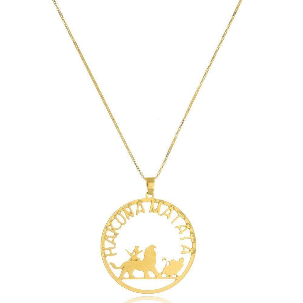 Colar Personalizado Hakuna Matata Folheado Em Ouro 18K