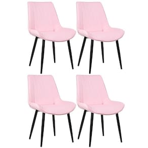 Kit 4 Cadeiras Estofadas Design Industrial Rosa Claro