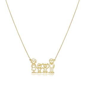 Colar Personalizado De Familia Folheado Em Ouro 18K Integran