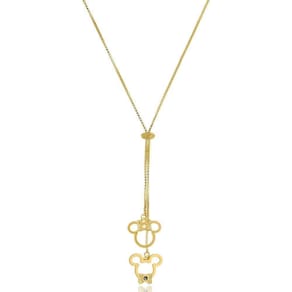 Colar Personalizado Gravata Mickey E Miney Folheado Em Ouro