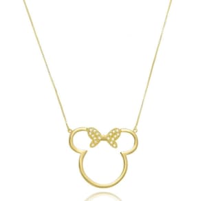 Colar Personalizado Mickey E Miney Vazado Folheado Em Ouro 1