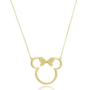 Colar Personalizado Mickey E Miney Vazado Folheado Em Ouro 1