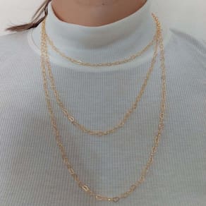Colar Triplo De Coração Folheado Em Ouro 18K