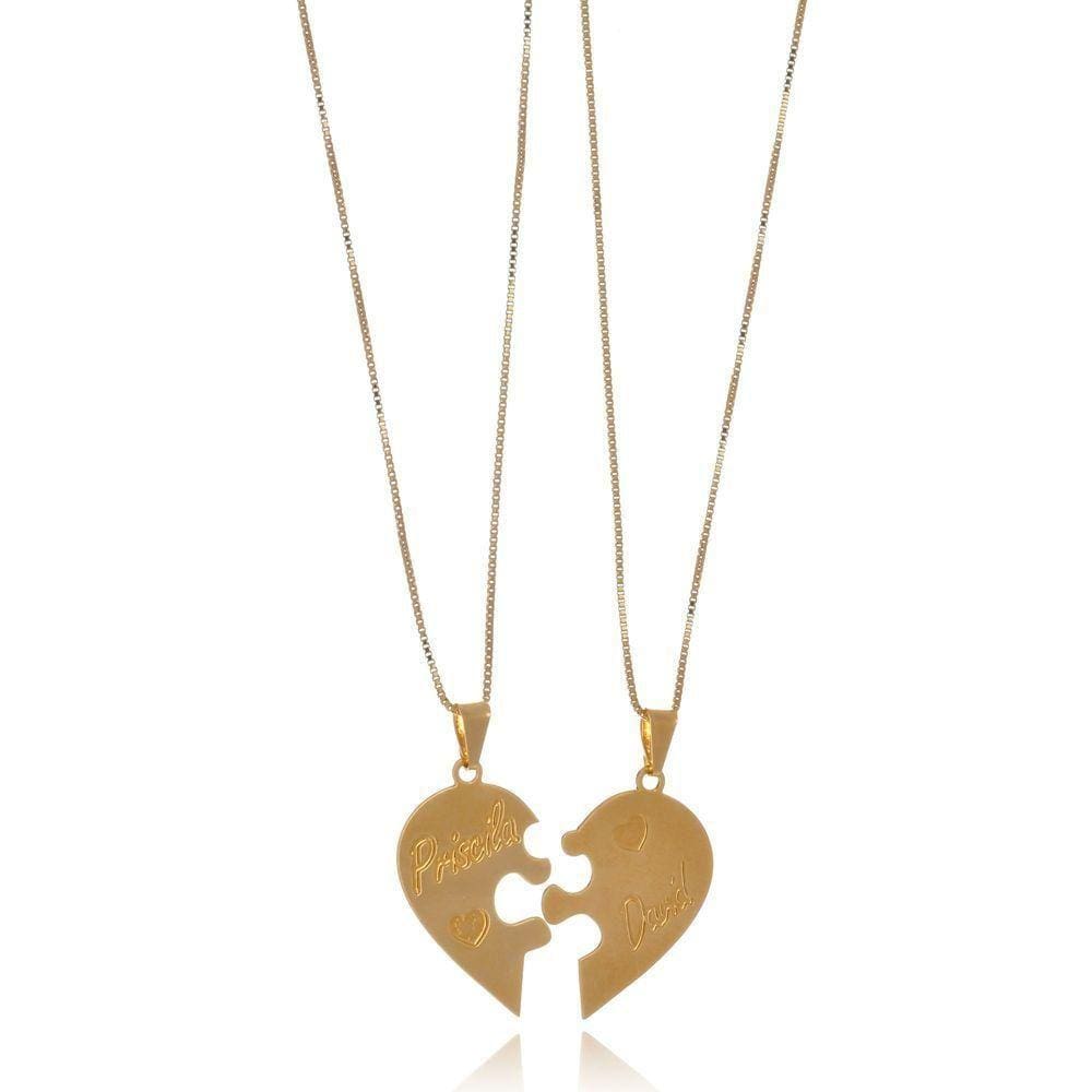 Colar Personalizado Metades Que Se Completam Folheado Em Our