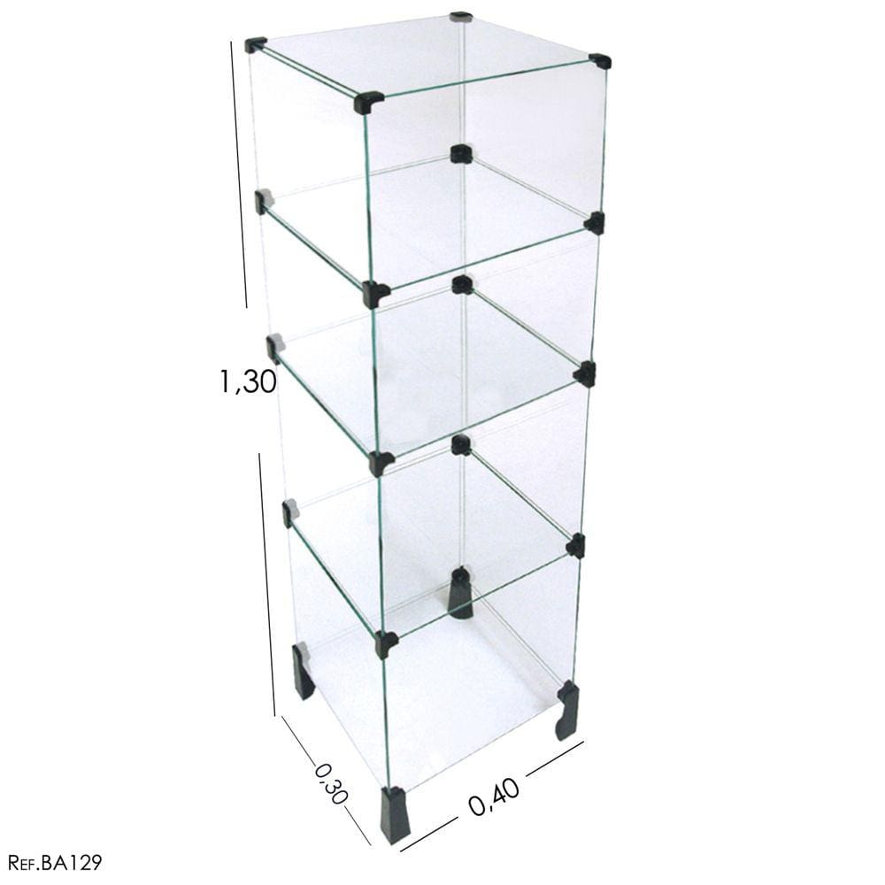 Estante de vidro modulada - 0,40 x 1,30 x 0,30