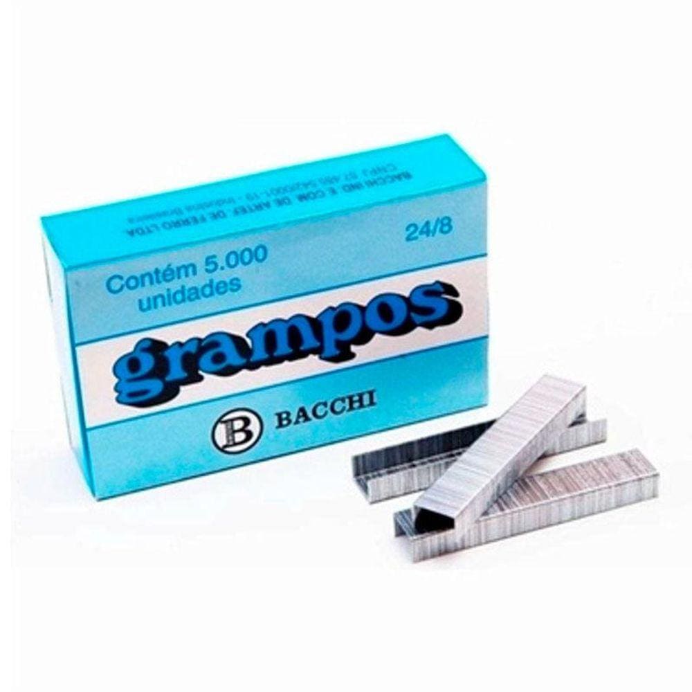 Grampo galvanizado 24/8  com 5000 unidades Bacchi