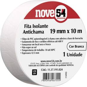 Fita Isolante Pvc 19Mmx10M Branca Anti Chama Nove54