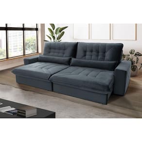 Sofá Retrátil e Reclinável 5 Lugares 270cm Magestic Hellen Estofados Cinza