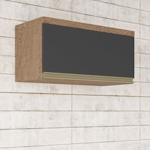 Armário de Cozinha Aéreo 80cm 1 Porta Basculante Madri Espresso Móveis Castanho/Cinza