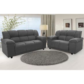 Conjunto Estofado 2 e 3 Lugares Manaus Hellen Estofados Cinza
