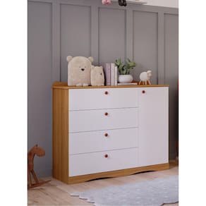 Cômoda Infantil 4 Gavetas Aquarela Espresso Móveis Marrom/Branco