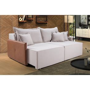 Sofá Retrátil 200cm 2 Lugares Linho Bali Império Estofados Gelo
