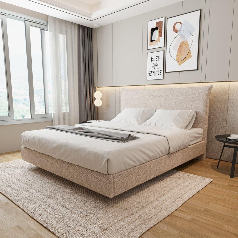 Cama King Boreal Flutuante CabeCasa MadeiraMadeira Bege