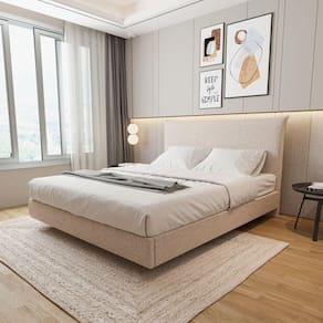 Cama King Boreal Flutuante CabeCasa MadeiraMadeira Bege