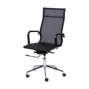 Cadeira Presidente Giratória Tela Eames Preta
