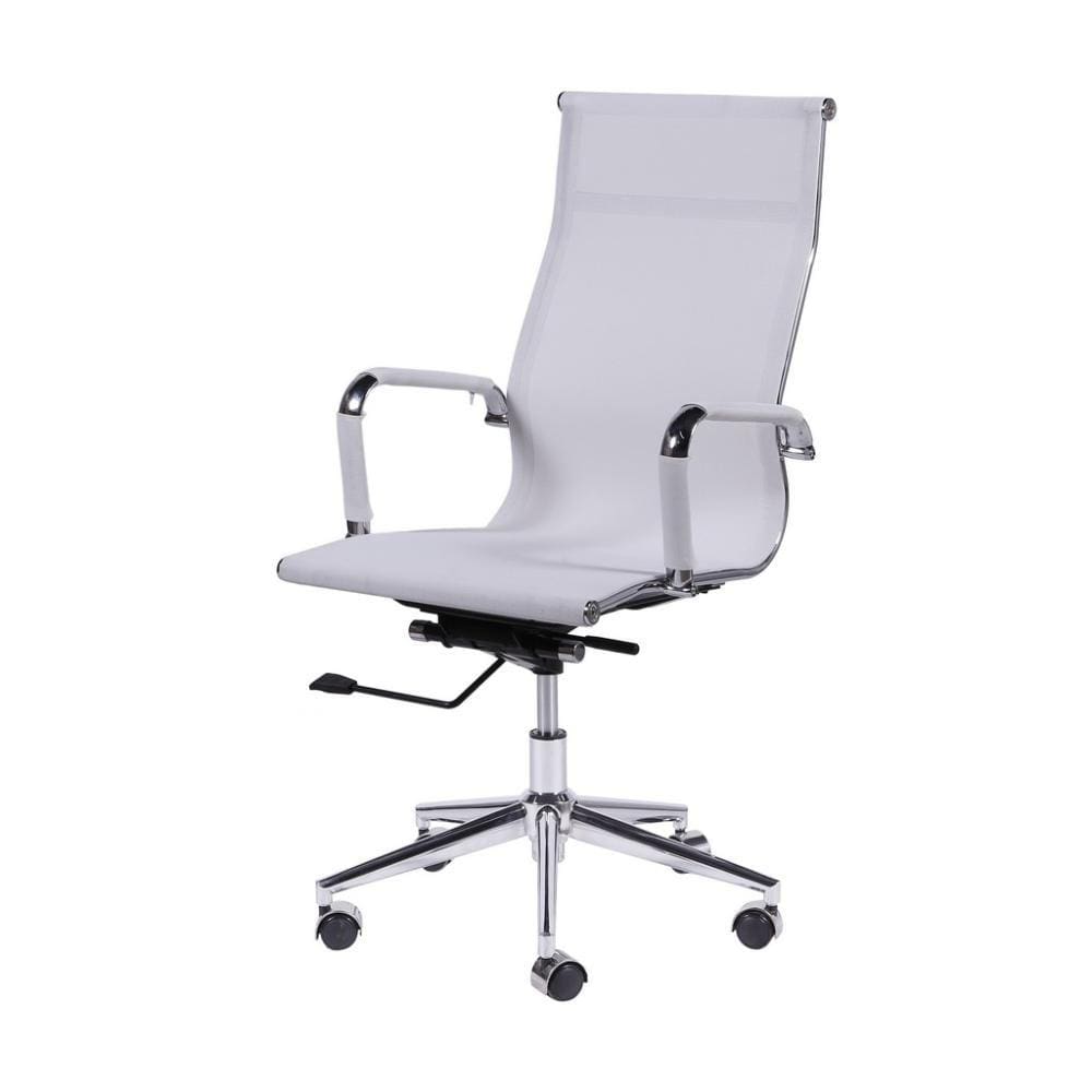Cadeira Presidente Giratória Tela Eames Branca