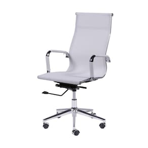 Cadeira Presidente Giratória Tela Eames Branca
