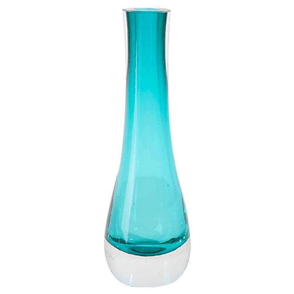 Murano Vaso Em Vidro L6Xp6Xa20Cm Azul Turquesa
