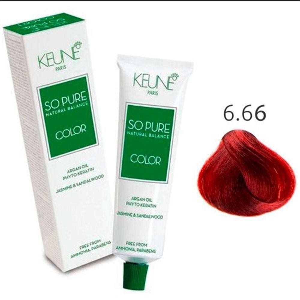 Keune So Pure Color 6.66 Louro Escuro Vermelho Intenso