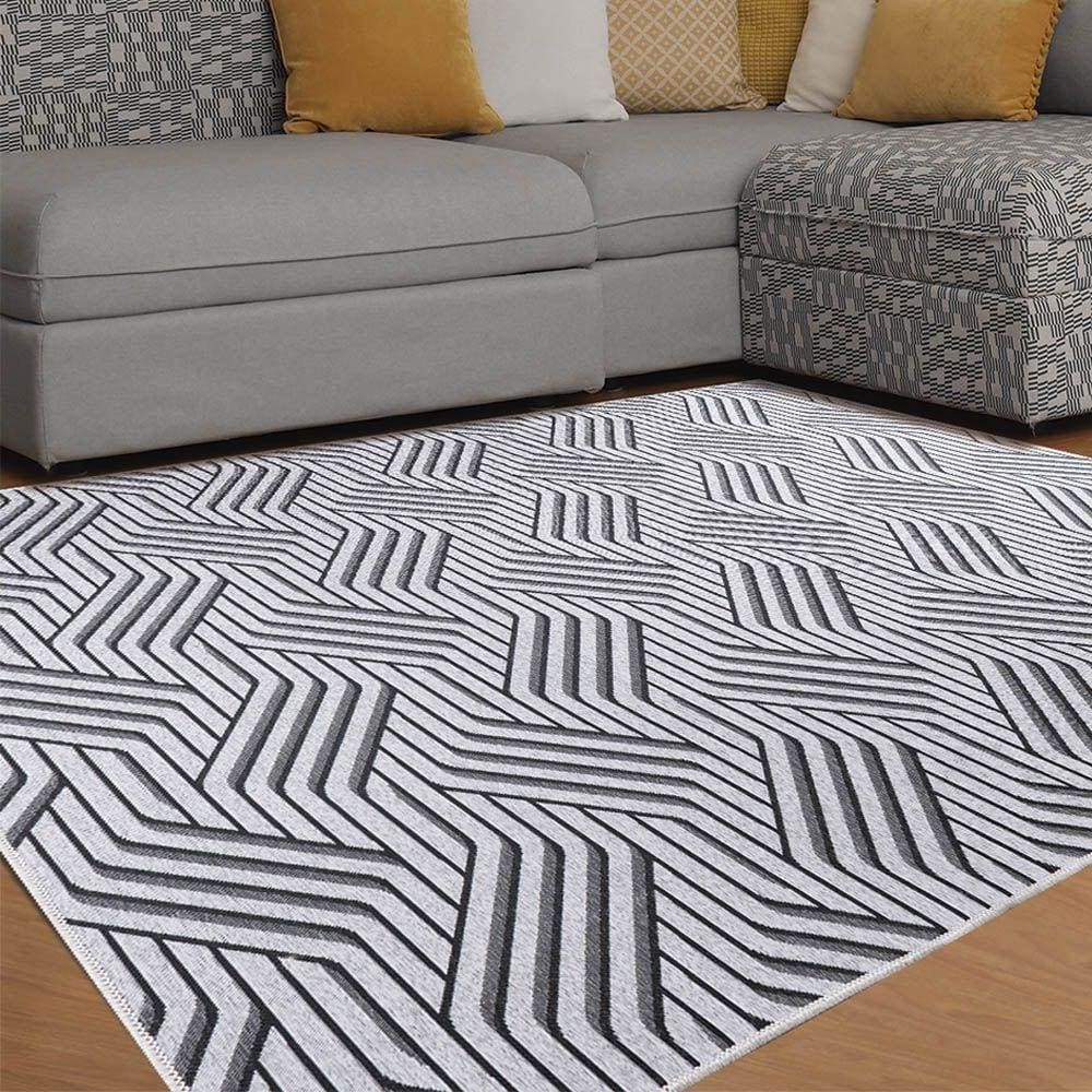 Tapete Sala Quarto Funcional Azulejo 1,00 X 1,50 Cinza-51