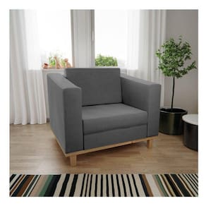 Poltrona Decorativa Suede Esper Maranata Estofados Cinza