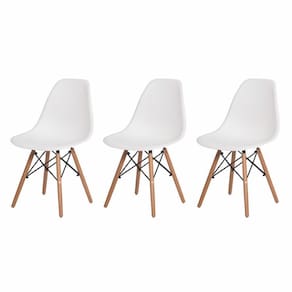 3 Cadeiras Com Encosto Para Mesa De Jantar Cozinha Branca