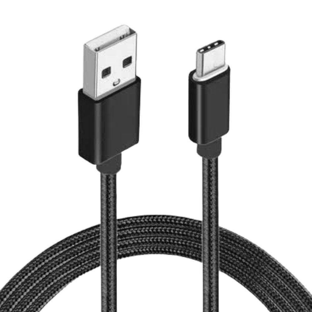 Cabo Usb Nylon 1M Para Samsung A12 - Compatível Preto