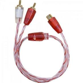 Cabo De Som Automotivo 2 Rca (M) X 1 Rca (F) 40 Cm Bronze Cr