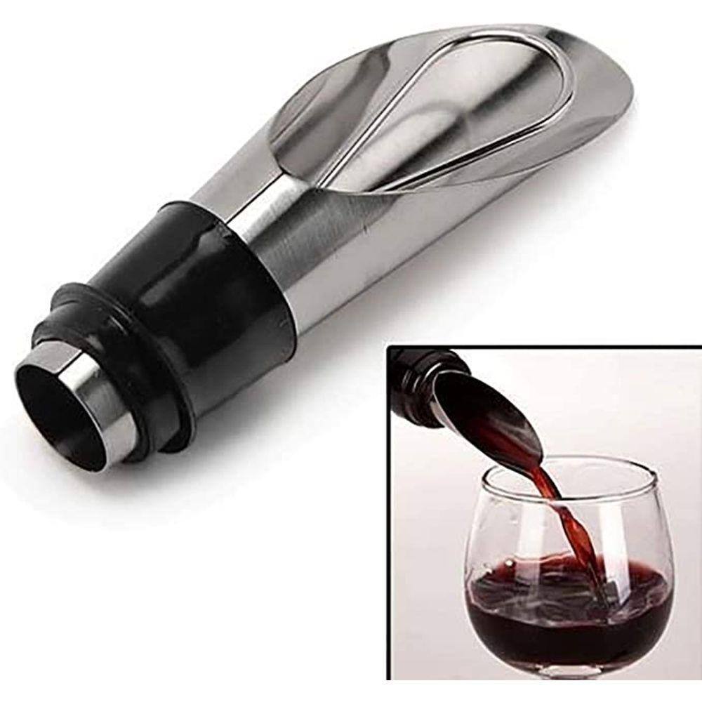 Tampa Rolha Funil Garrafa De Vinho Em Inox Com Bico Dosador