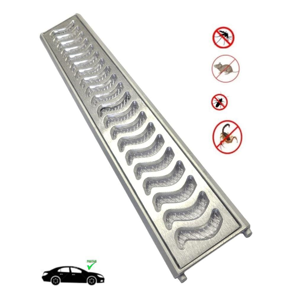Ralo Grelha Linear 10x300cm Elite Reforçada Com Tela Anti Insetos Em Alumínio e Aro De Fixação (06 peças de 10x50cm)