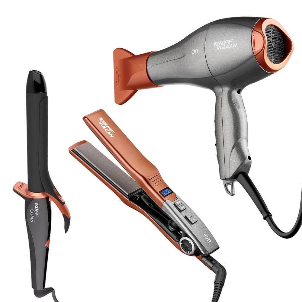 Kit Secador Cabelo Taiff 2500w + Prancha Profissional Vulcan