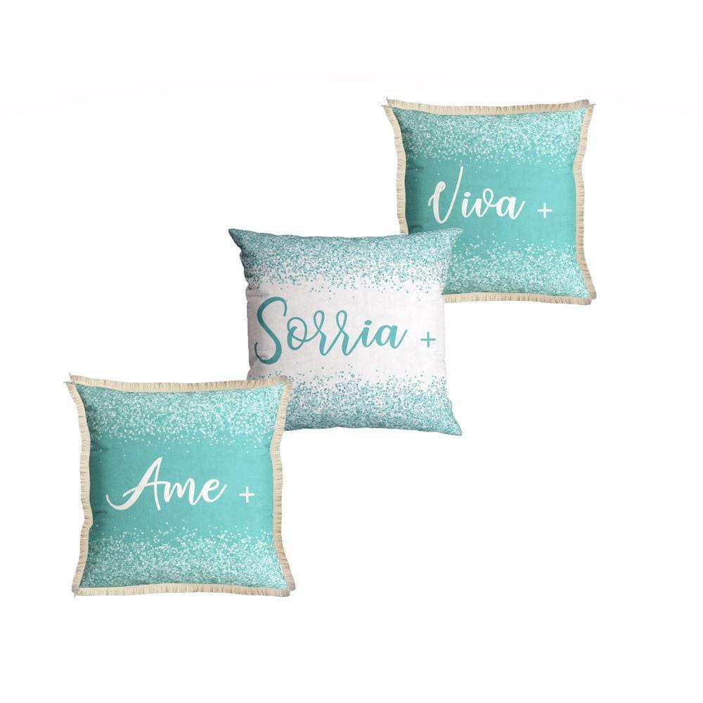 Kit com 3 Almofadas Decorativas Ame + 43cm x 43cm 051 Belchior
