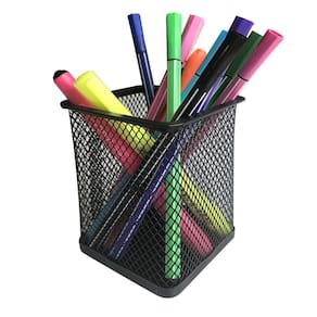 Porta Caneta Lápis Porta Pincel Aramado Quadrado Metal Preto