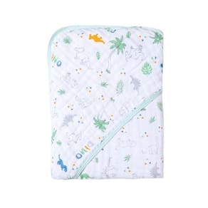 Toalha De Banho para Bebê Fralda Soft Especial Capuz Papi Dino Verde