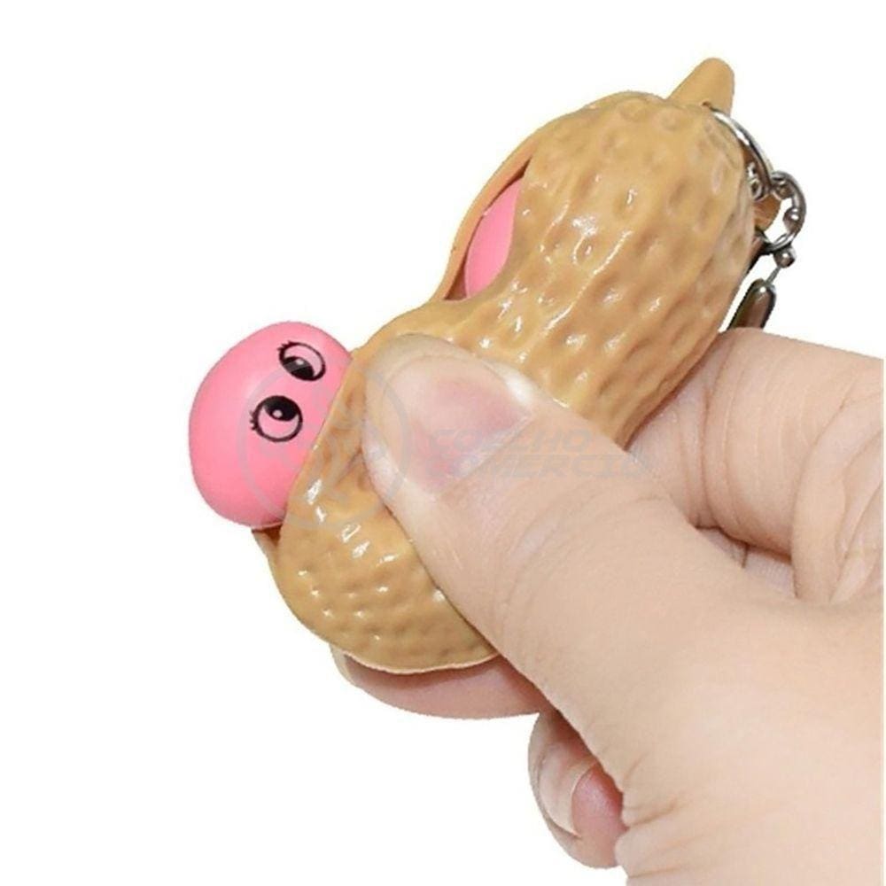 Chaveiro Amendoim Brinquedo Anti Stress Silicone