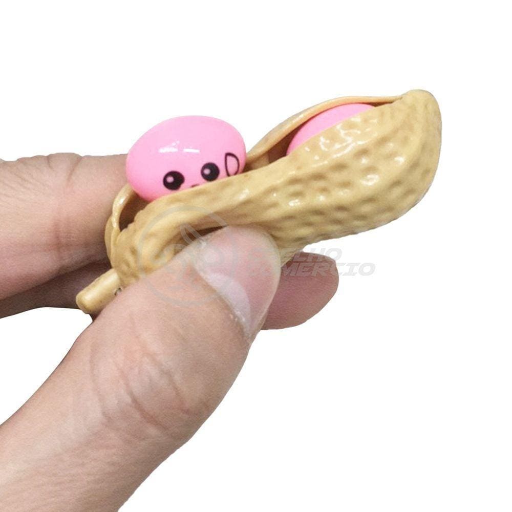 Chaveiro Amendoim Brinquedo Anti Stress Silicone Marrom
