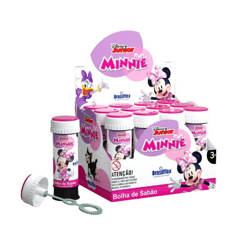 Conjunto Com 12 Bolhas De Sabão Com Jogo 60ml Personagem Minnie