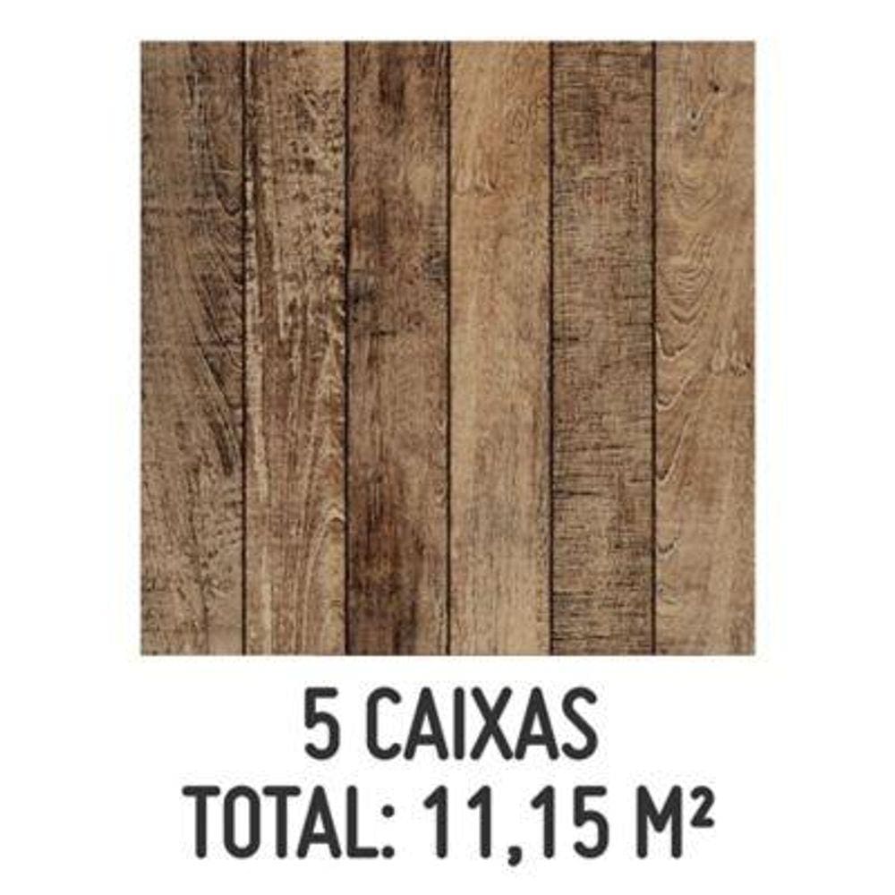 Kit com 5 Caixas Pisos Ecologic HD 61x61cm Caixa 2,23m² Protetiva Aderente Marrom Formigres